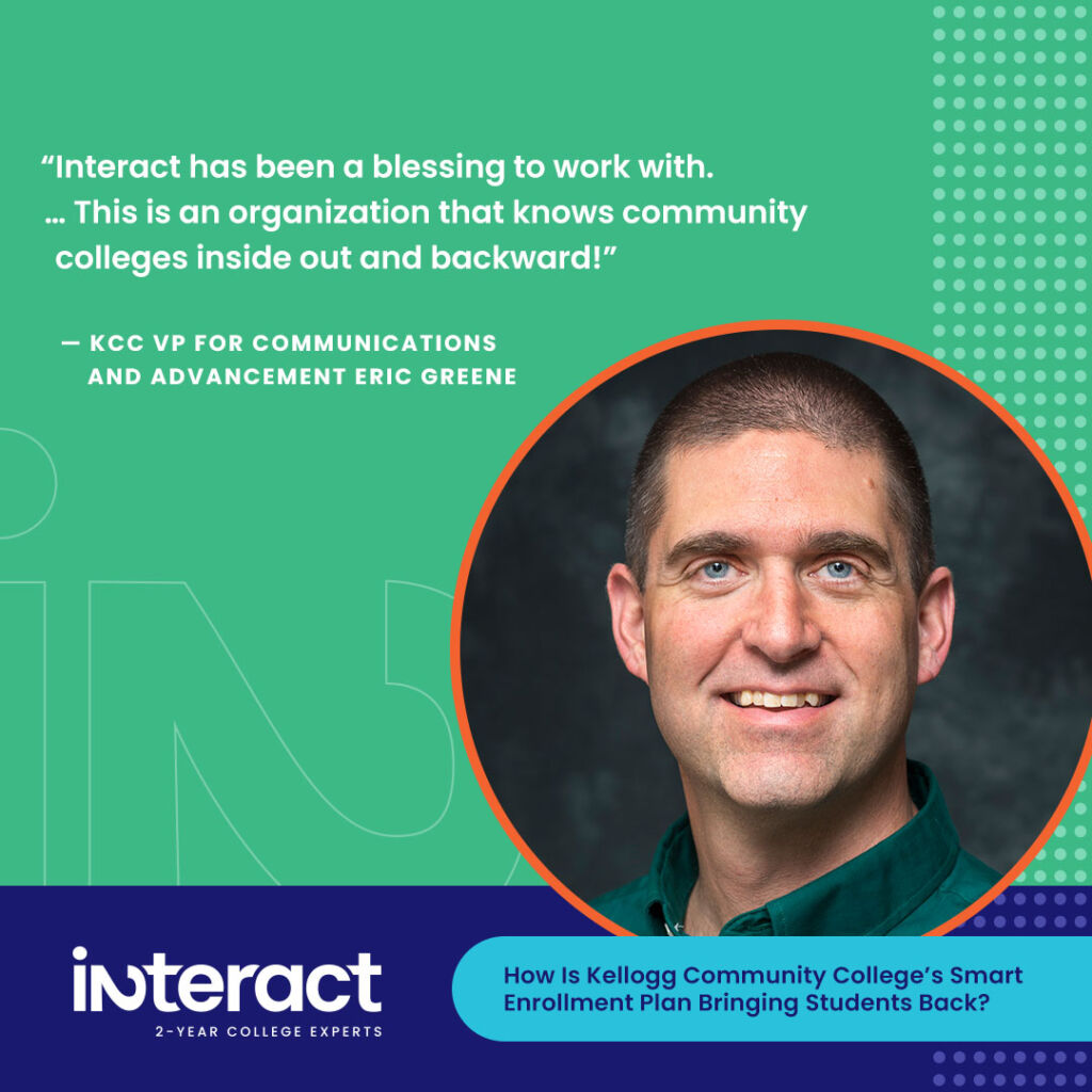 Image with quote: “Interact has been a blessing to work with,” says Greene. “This is an organization that knows community colleges inside out and backward!”