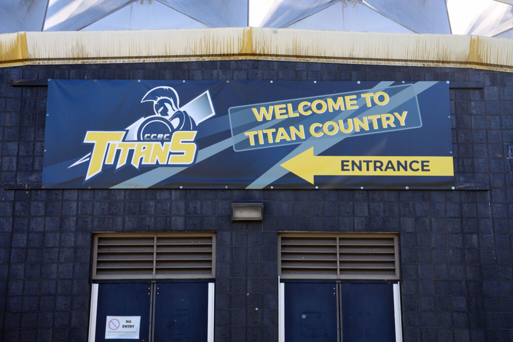 New Titan banners help with way finding and school spirit on the new athletic dome.