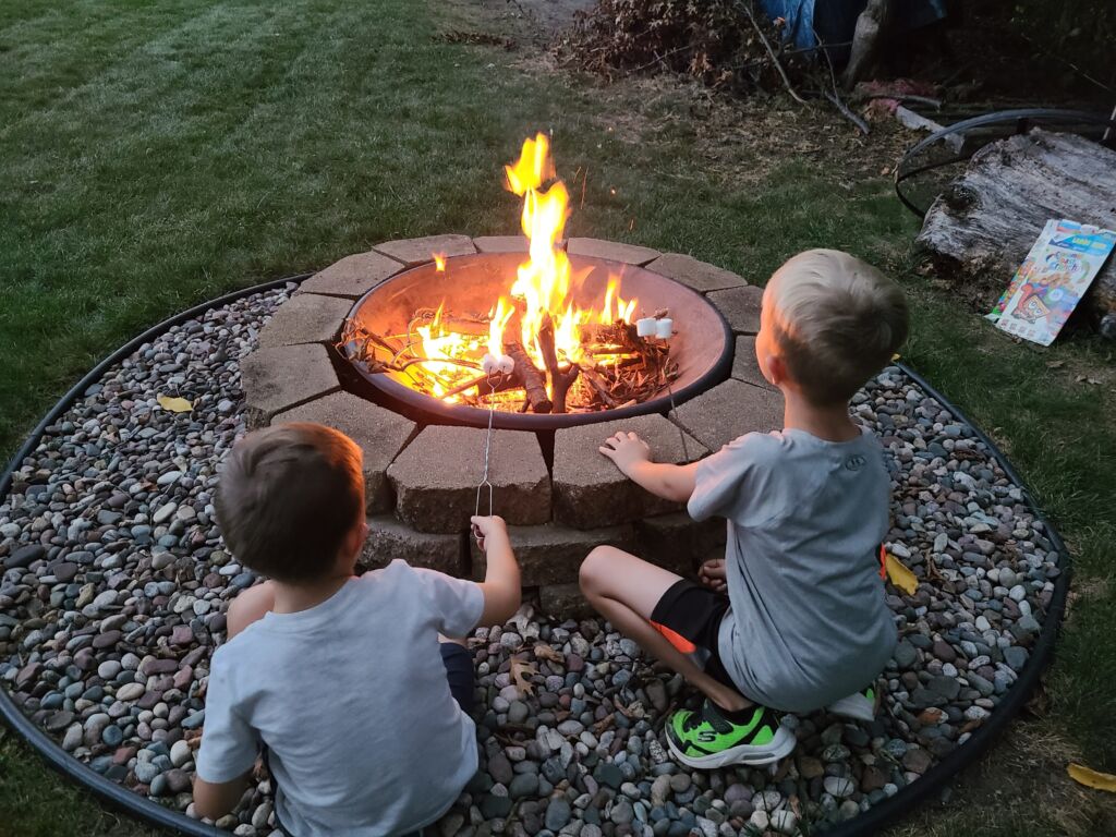 Jamie's example of gratitude is roasting marshmallows with her kids, pictured here.