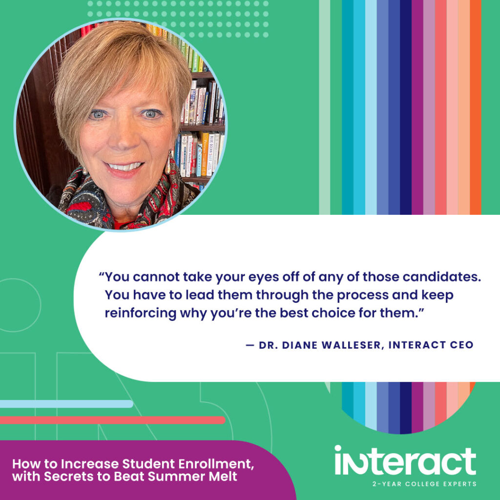 If you want to Increase Student Enrollment, our CEO recommends keeping your eye on the prize. She says, "You cannot take your eyes off of any of those candidates. You have to lead them through the process and keep reinforcing why you are the best choice for them."